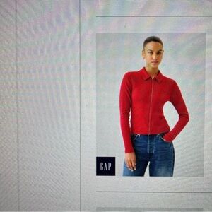 NWOT : Modern Rib Zipper Shirt : Cotton Modal Blend : Modern Red : Small